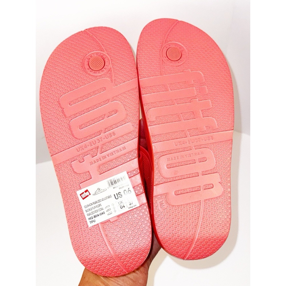 Fitflop Iqushion Buckle Thong Sandal Flip Flop Metallic Coral Beach Casual Sz 6 - Picture 8 of 12